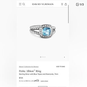 David Yurman Silver Ring with Aquamarine and Diamonds
